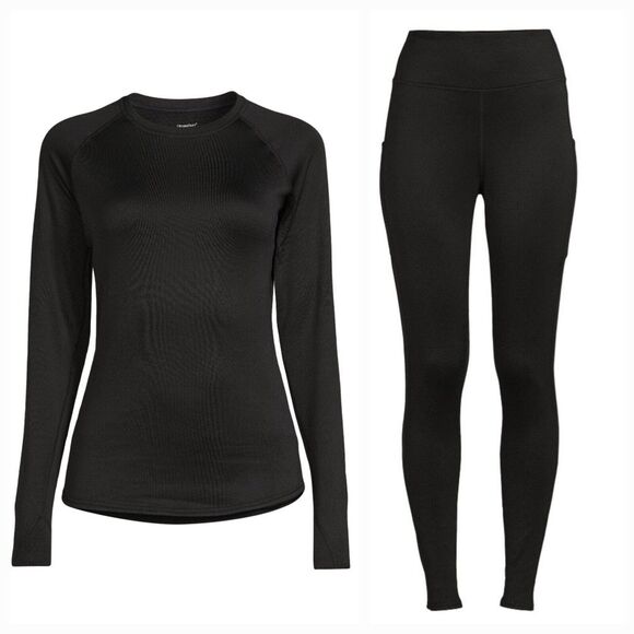 Cuddl Duds ClimateRight Grid Warmth Base Layer Thermal Legging + Crew Top Set, L - Picture 2 of 16